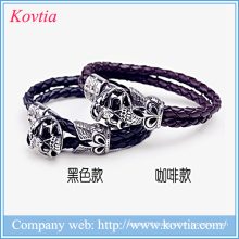 Bio magnetic leather bracelet 316 stainless steel skull bracelets titanium steel snake bracelet